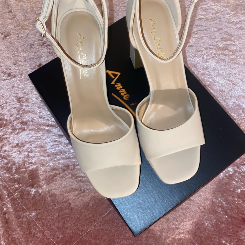 Anne Michelle Cream Heels with Ankle Strap